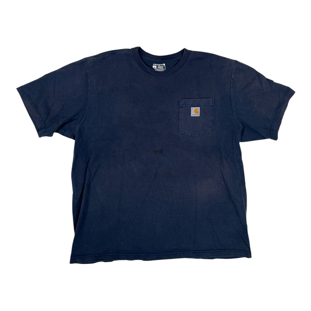 Vintage Carhartt Blue Pocket Tee T-Shirt Size XL Loose Fit Sun Faded Work Thrash